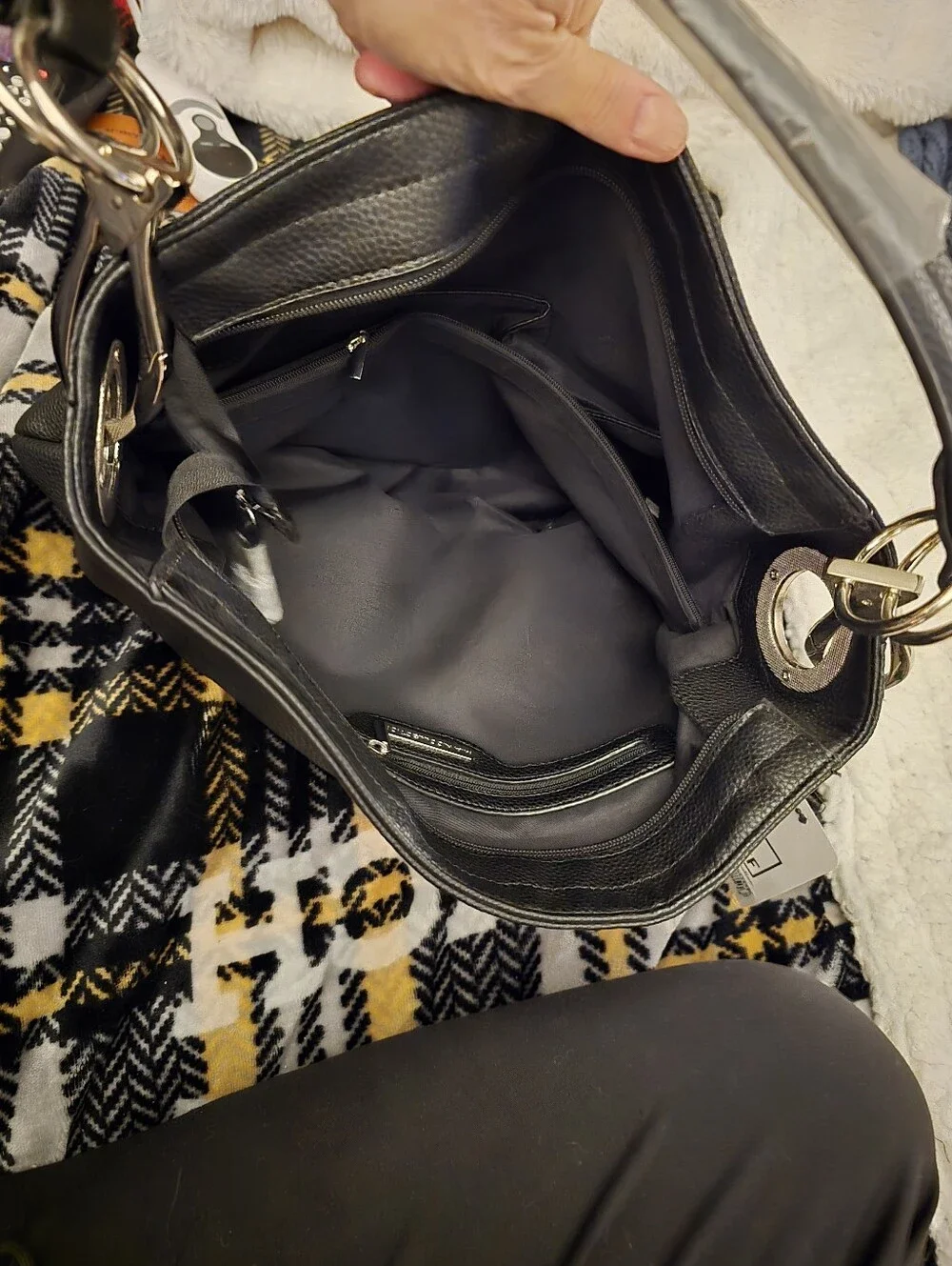 Black Women's Shoulder Bag with Wristlet Pouch